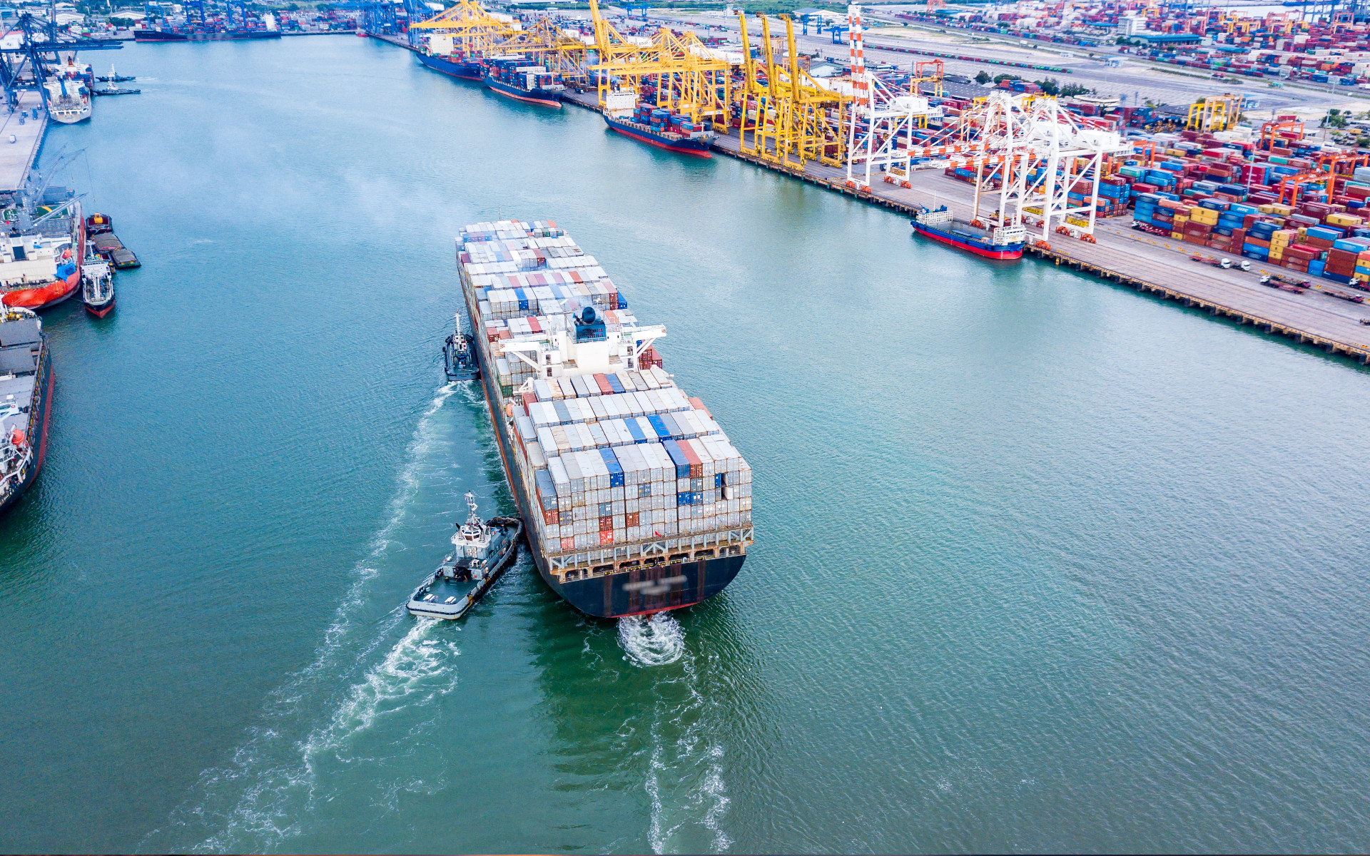 Cargo ship in port